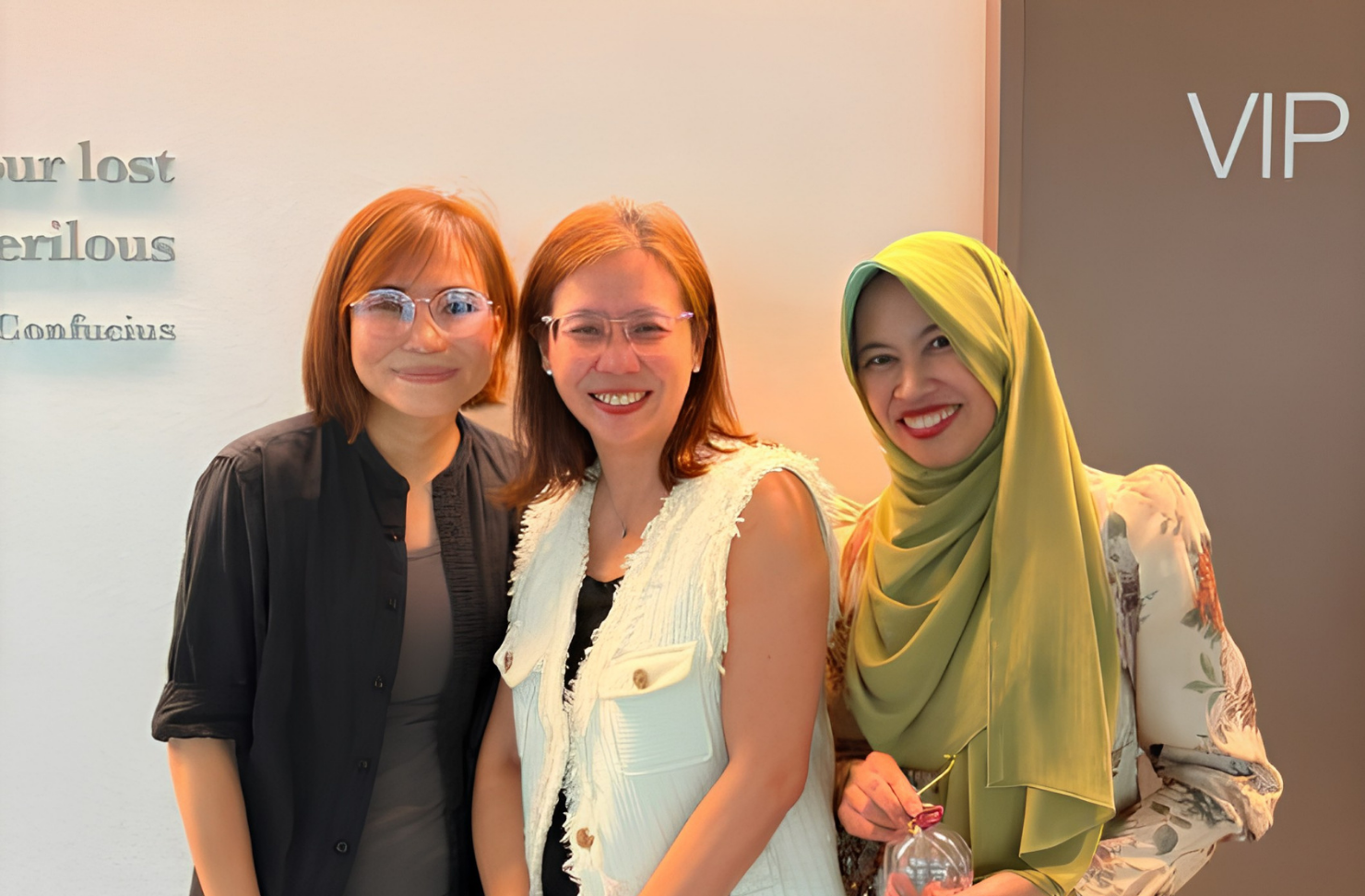 From left, Ms Valane Tnee, Ms Eileen Nah and CTSS Principal Mdm Rasidah smiling together at CT Celebrates 2026.
